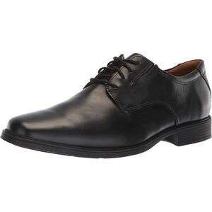 Clarks Men's Tilden Plain Oxford Dark Black Lace Up Dress Shoe NEW US size 8.5 M